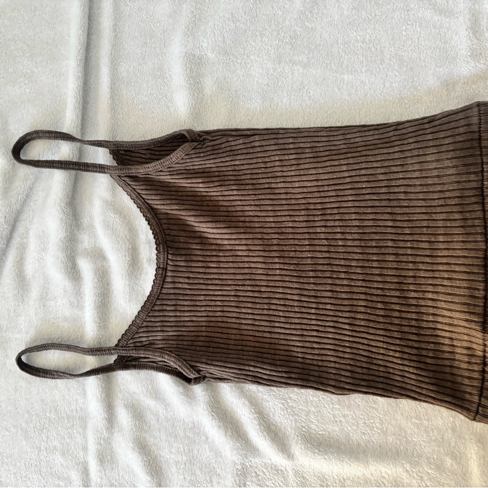 Brown Ribbed Tank Top - Picture 3 of 3